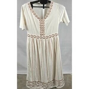 Roolee Women's Medium 100% Cotton Embroidered Boho Maxi Dress Cottagecore